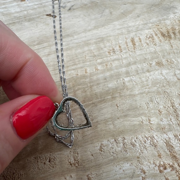 REAL 1/3 Ct Heart diamond necklace 14 Kt white gold chain & clasp formal luxury - Picture 12 of 17